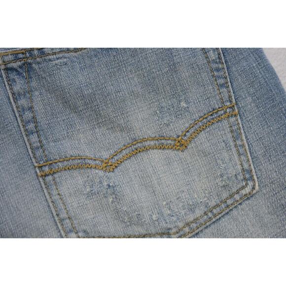 American Eagle Slim Straight Destroyed Rugged Light Blue Jeans Mens Sz 32 x 34 - Picture 10 of 11